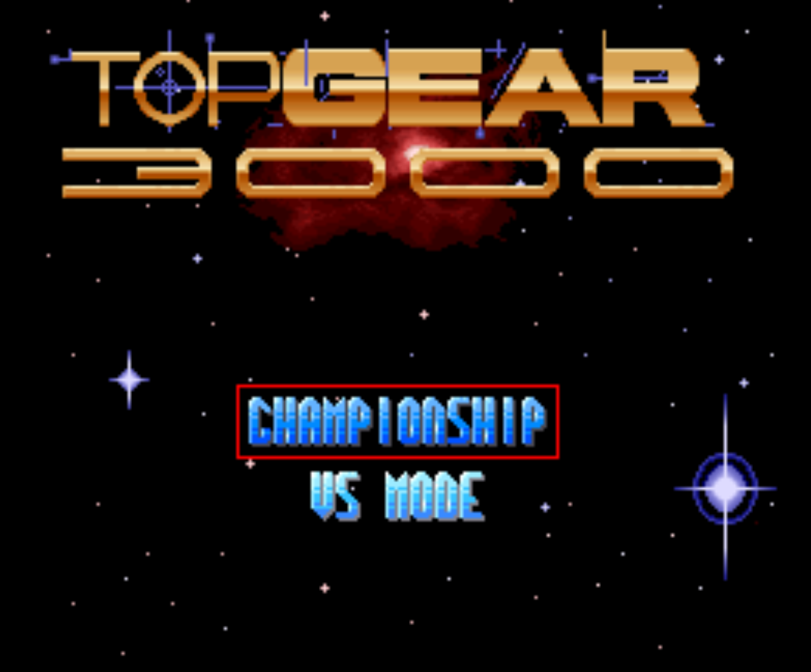 Top Gear 3000 Title Screen